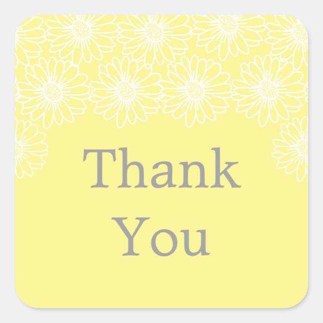 Whimsical Daisies Thank You Stickers (Front)