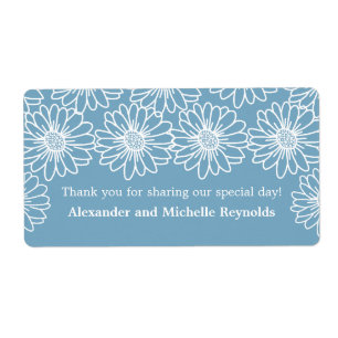 Whimsical Daisies Wedding Labels, Blue