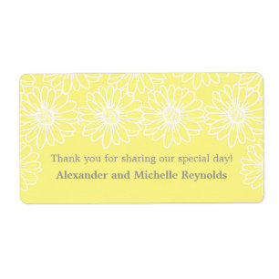 Whimsical Daisies Wedding Labels, Yellow