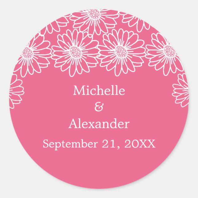 Whimsical Daisies Wedding Stickers (Front)