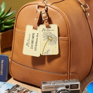 whimsical daisy custom text  luggage tag