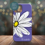 Whimsical Daisy Floral Illustration yellow purple iPhone 13 Pro Max Case<br><div class="desc">A whimsical daisy drawing with a solid colour background and a place to add a name or other text. A modern,  lively hand drawn design with trendy colours.</div>