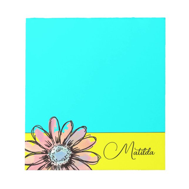 Whimsical Daisy flower Custom Text Notepad (Front)
