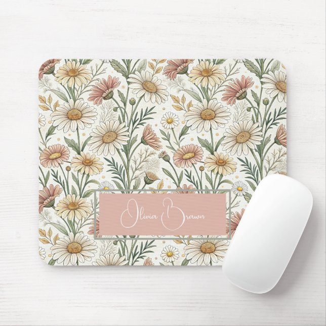 Whimsical Daisy Garden Aesthetic Custom Mouse Pad (With Mouse)