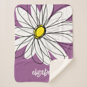 Whimsical Daisy - orchid - trendy script name Sherpa Blanket