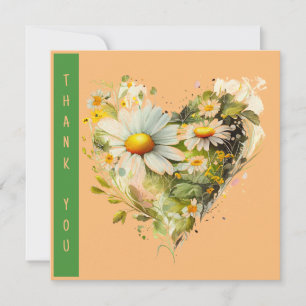 Whimsical Daisy Watercolor Floral Wreath Thank You