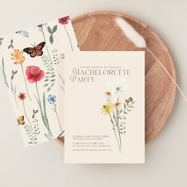Whimsical Daisy Wildflower Bachelorette Party Invitation (Whimsical Daisy Wildflower Bachelorette Party Invitation)