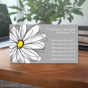 Whimsical Daisy - yellow grey Business Card