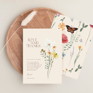 Whimsical Daisy Yellow Wildflower Love And Thanks Thank You Card