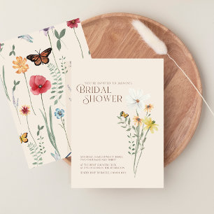 Whimsical Daisy Yellow Wildflowers Bridal Shower Invitation