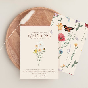 Whimsical Daisy Yellow Wildflowers Wedding Invitation