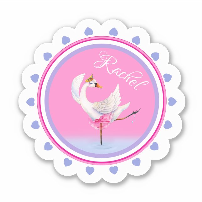 Whimsical dancing ballet swan pink personalised (Front)