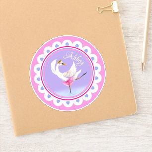 Whimsical dancing ballet swan purple personalised