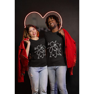 Whimsical Dancing Couple Minimalistic Romantic T-Shirt