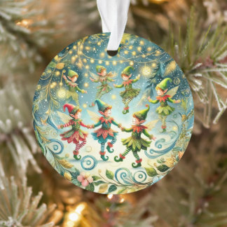 Whimsical Dancing Elves Ornament