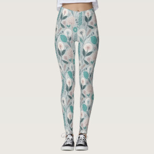 Whimsical Dandelion & Floral Folk Art Seamless (2) Leggings