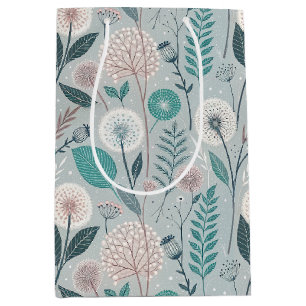 Whimsical Dandelion & Floral Folk Art Seamless (2) Medium Gift Bag