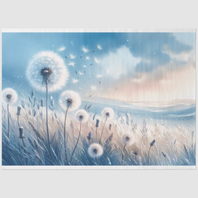Whimsical Dandelion Fluff in the Wind Decoupage Tissue Paper (Front)