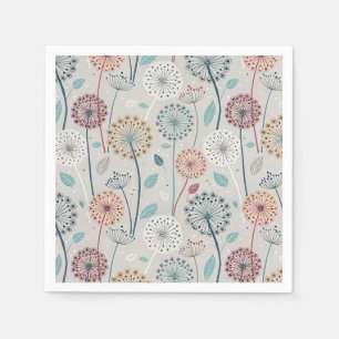 Whimsical Dandelion - Red, Yellow, White & Teal Napkin
