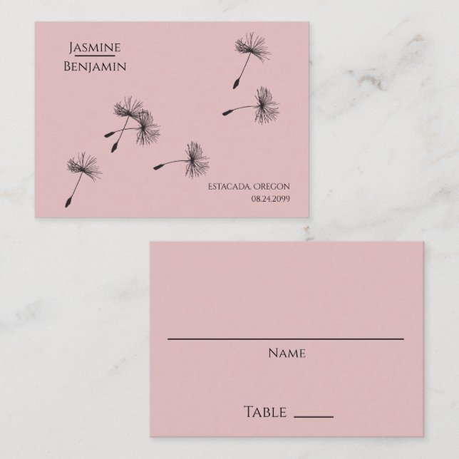 Whimsical Dandelion Wedding Place / Escort Card (Front/Back)