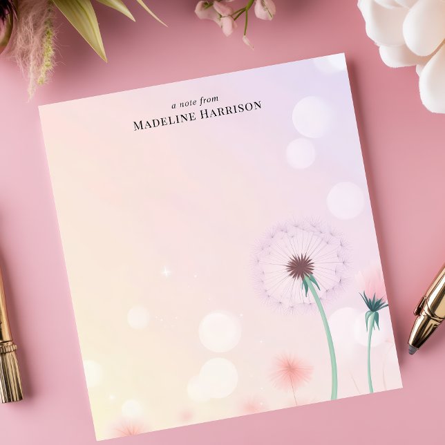 Whimsical Dandelion Wish Personalised Name Notepad (Creator Uploaded)