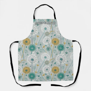 Whimsical Dandelion - Yellow, White & Teal Apron
