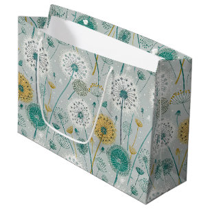 Whimsical Dandelion - Yellow, White & Teal Large Gift Bag