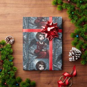 Whimsical Dark Fairy Festive Winter Wrapping Paper