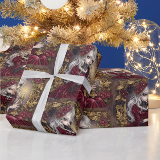 Whimsical Dark Fairy Festive Winter Wrapping Paper