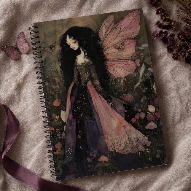 Whimsical Dark Fairy in Enchanted Twilight Garden  Notebook (Creator Uploaded)