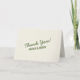 Whimsical Dark Green Retro Colourful Wedding Thank You Card