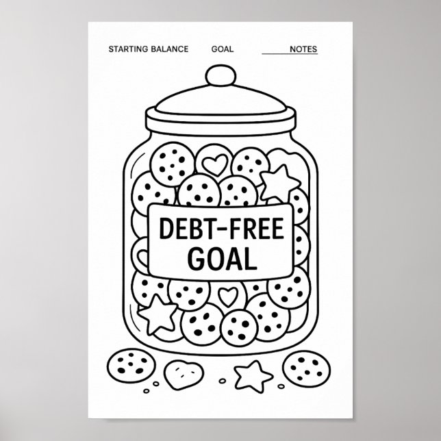 Whimsical Debt Cookie Jar Fill-In Tracker  Poster (Front)