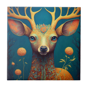 Whimsical Deer Fantasy Art Ceramic Tile