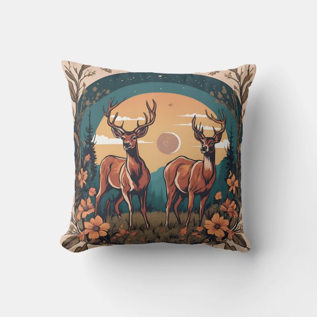 Whimsical Deer Grazing D10 Cushion (Front)