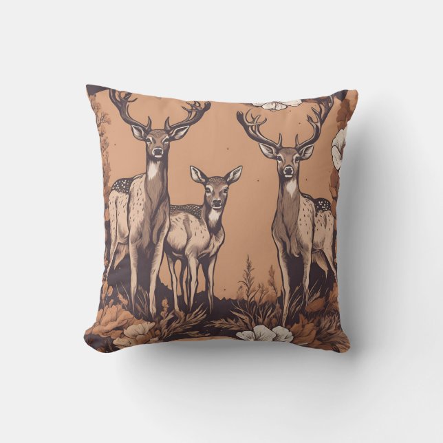 Whimsical Deer Grazing D3 Cushion (Front)