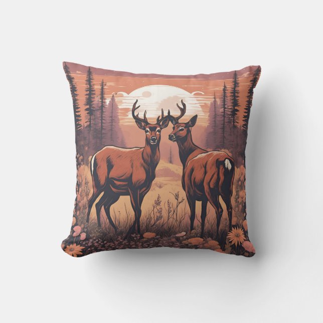 Whimsical Deer Grazing D5 Cushion (Front)