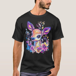 Whimsical Deer With Colourful T-Shirt