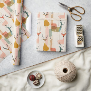 Whimsical deer wrapping paper