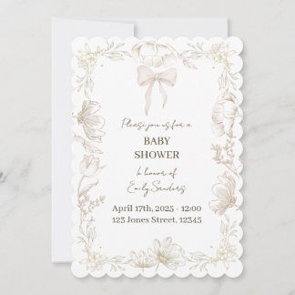 Whimsical Delft Floral Baby Shower Invite