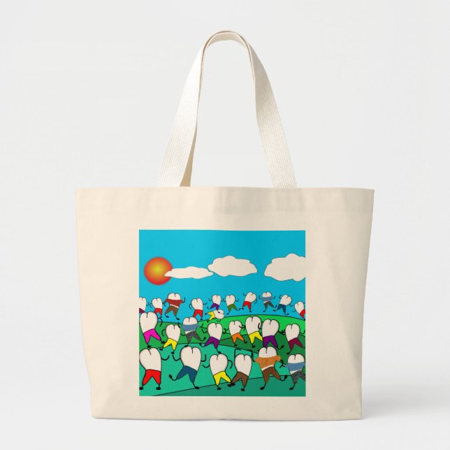 Whimsical Dental  Tooth Art Gifts Large Tote Bag (Front)
