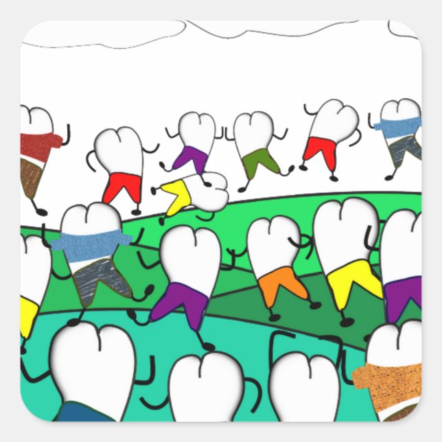 Whimsical Dental  Tooth Art Gifts Square Sticker (Front)
