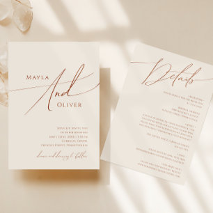 Whimsical Desert Beige All In One Wedding Invitation