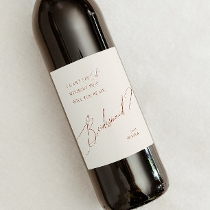 Whimsical Desert Beige Bridesmaid Proposal Wine Label