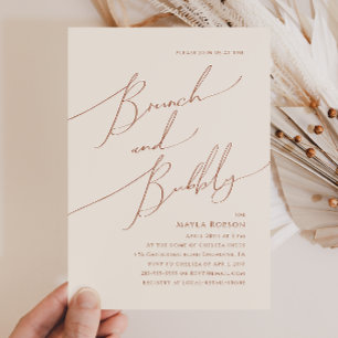 Whimsical Desert   Beige Brunch and Bubbly Invitation