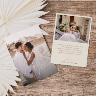 Whimsical Desert   Beige Flat Photo Thank You Card