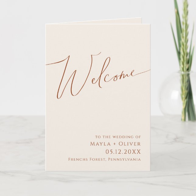 Whimsical Desert | Beige Folded Wedding Program (Front)