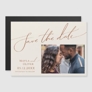 Whimsical Desert   Beige Horizontal Save The Date Magnetic Invitation