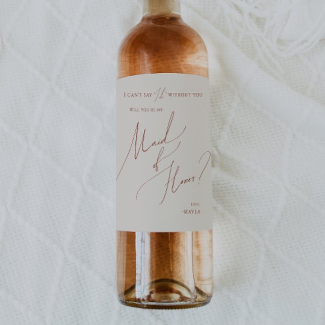 Whimsical Desert | Beige Maid Of Honour Proposal Wine Label (Creator Uploaded)