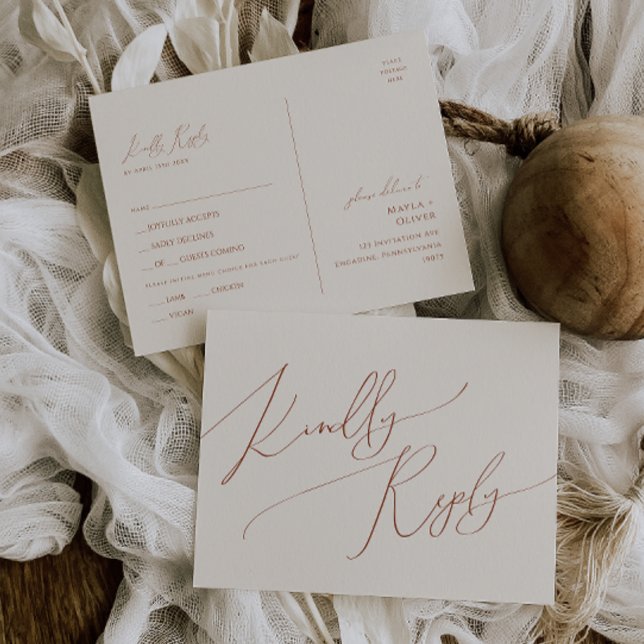 Whimsical Desert | Beige Menu Choice RSVP Postcard (Creator Uploaded)