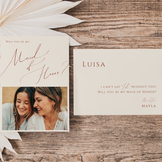 Whimsical Desert | Beige Photo Maid of Honour Card (Creator Uploaded)